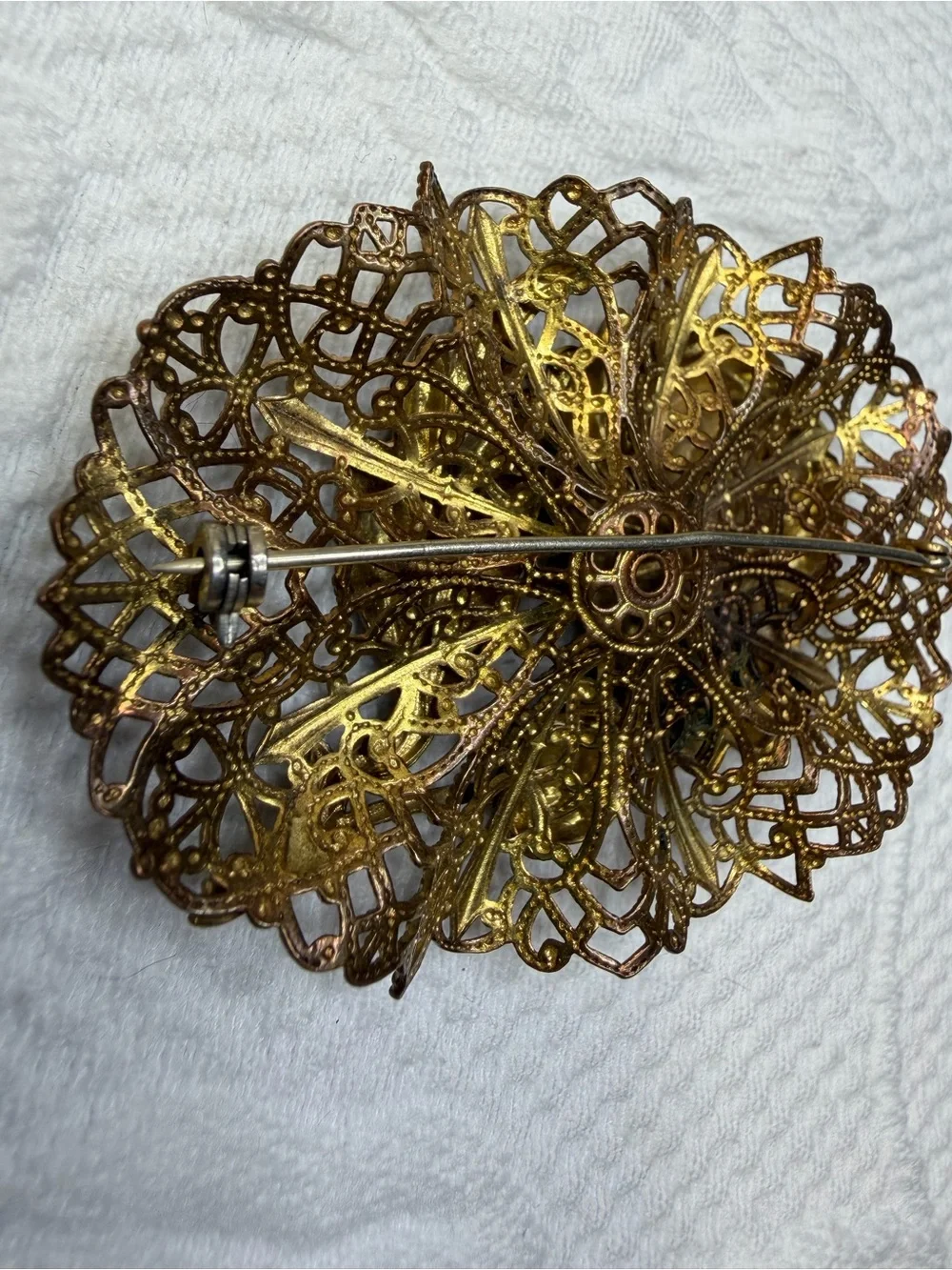 Vintage Gold-Tone Floral Filigree Brooch